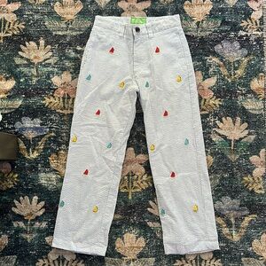 Castaway Nantucket boys seersucker embroidered sailboat pants, size 6, worn once